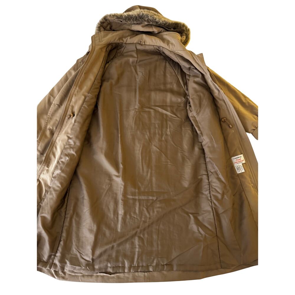 Vintage Camel Maxi Hooded Parka Fur Trim Insulated Winter Coat Made England XL - Picture 6 of 16